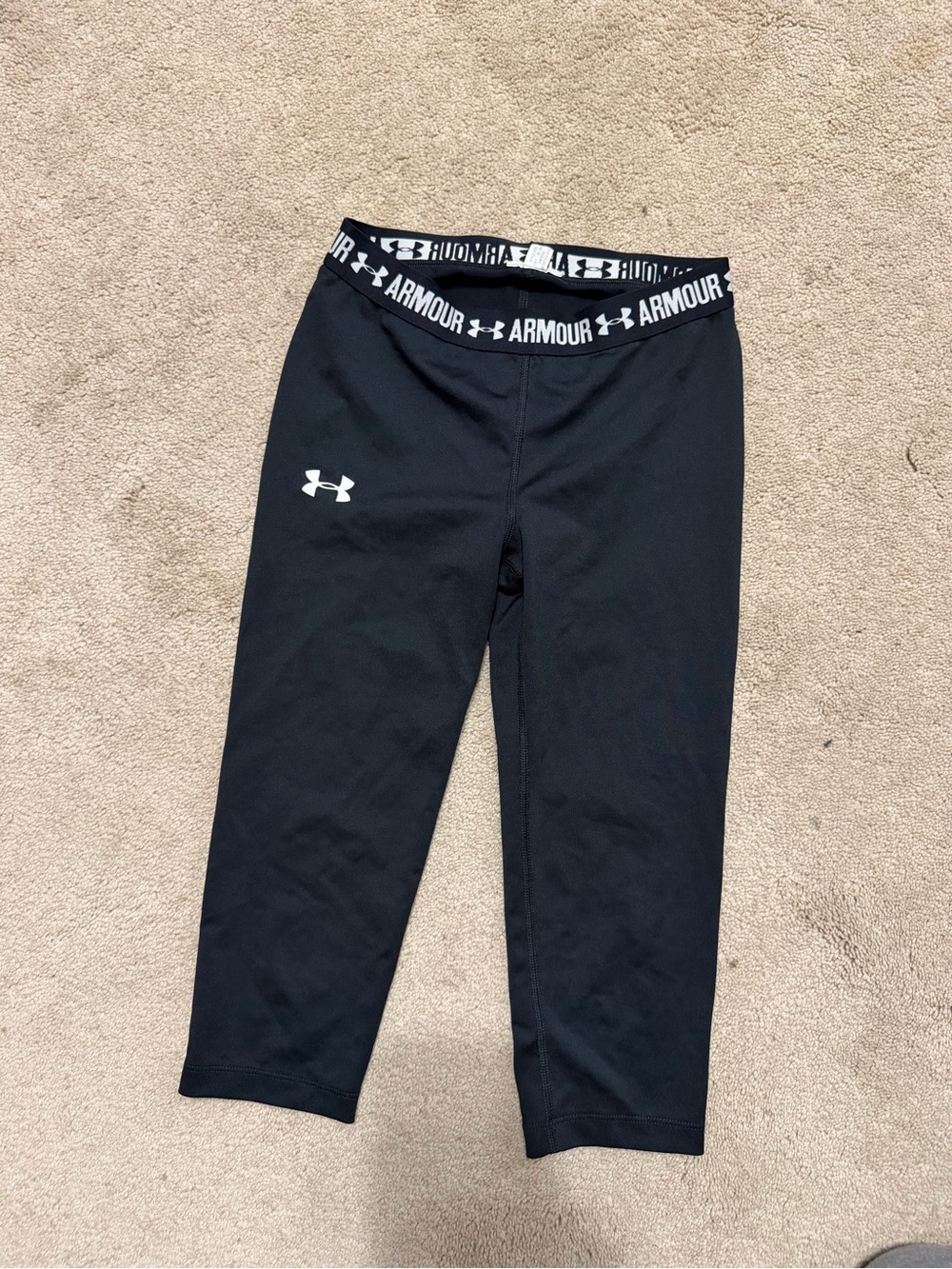Under Armour Black Girls' Capri Leggings with Branded Waistband